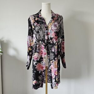Anthropologie Maeve Xs Floral Patterned Shirt Button Up Long Sleeve